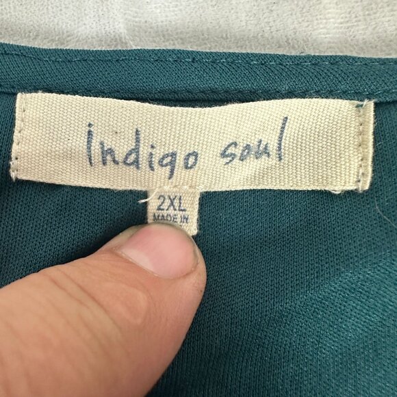 Indigo Soul Women's Lace Lined Blouse Size 2XL Plus Size Green - Picture 6 of 7